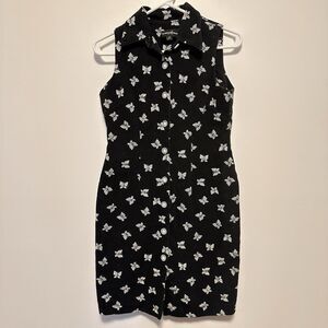 Positive Attitude Sz 8 Butterfly Black Dress Button Front Y2K 90s Whimsigoth